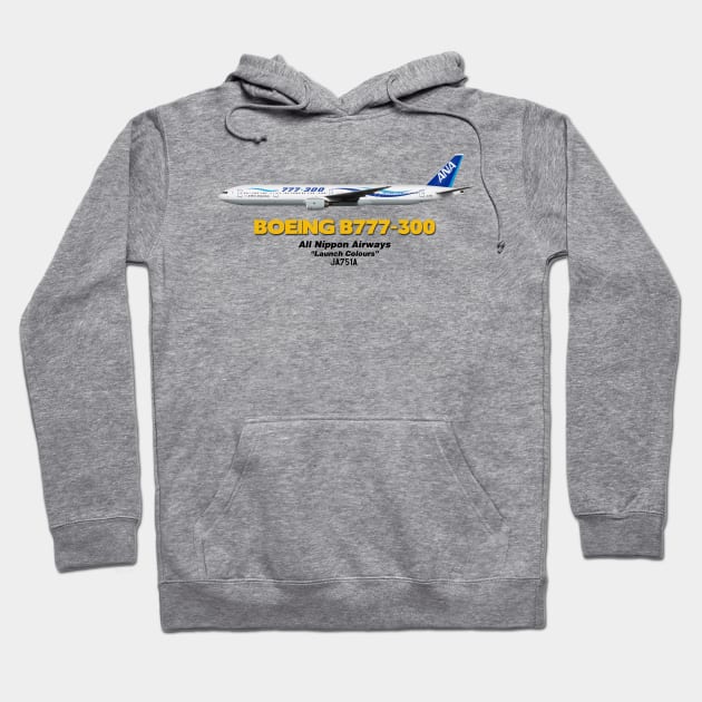 Boeing B777-300 - All Nippon Airways "Launch Colours" (Art Print) Hoodie by TheArtofFlying